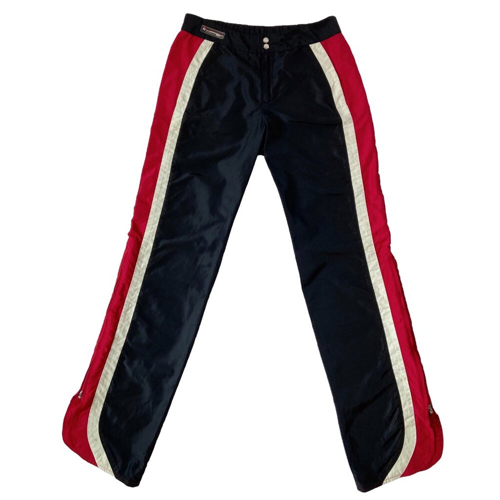 VINTAGE RALPH LAUREN TRACK PANTS JOGGERS BLACK RED WHITE STRIPE 90s Y2K SIZE 4